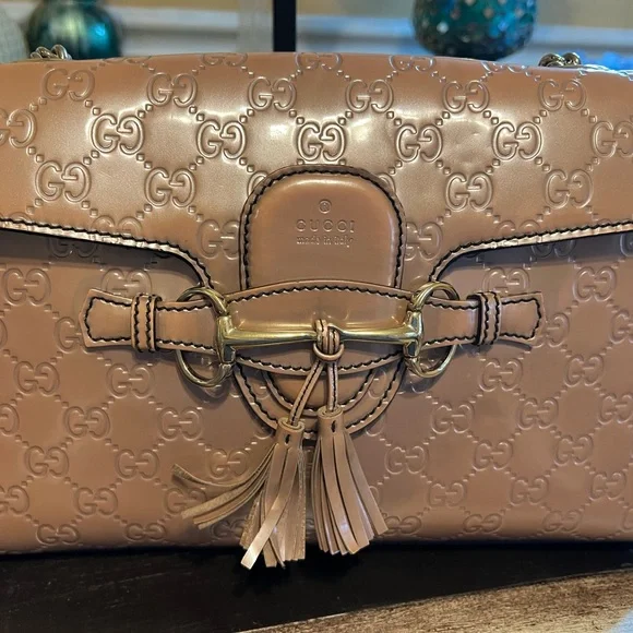 - sold Gucci Guccissima Medium  Emily Chain Cipria colored  Shoulder Bag - Picture 12 of 13